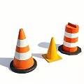 Public Facilities Safety Traffic Cones With Orange White Stripes And Yellow Black Bases