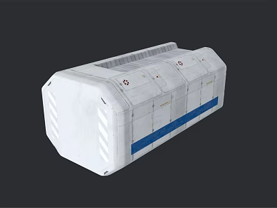 White Space Station Module With Blue Stripe And Aerodynamic Panel Design 3d model