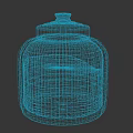 Transparent Ceramic Vessel With Vertical Stripe Design And Silver Lid Containing Shell Fragments 3d model
