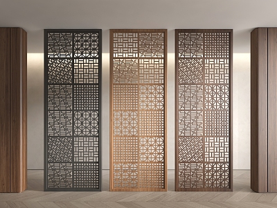 New Chinese Style Screen Partition Wooden Screen Wooden Partition Porch Partition 3d model