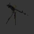 Vintage Military Machine Gun With Green Mount And Metal Barrel Structure Design