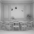 Modern Dining Table and Chair Combination 3d model