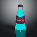 Quantum Blue Beverage in Transparent Glass Bottle with Vibrant Liquid on Dark Background