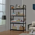 Multilayer Storage Shelf With Books Stuffed Toys Baskets And Decorative Items For Living Room