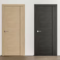 Modern Swing Doors in Light and Dark Wood Finishes with Silver Handles