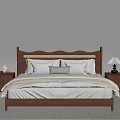 Minimalist Wooden Double Bed With Curved Headboard White Linen And Bedside Tables