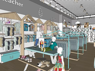 Clothing Store Interior With Mannequins Clothing Racks And Stylish Apparel 3d model
