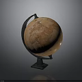 Orange Globe With Detailed World Map On Black Metal Stand Square Base