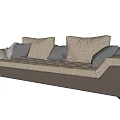 Modern Beige Sectional Sofa With Plush Cushions And Upholstered Design 3d model