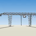 Industrial Gantry Crane With Metal Structure And Rail Tracks In Open Space