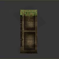 Wooden Decorative Shelf With Green Patterned Top And Carved Multiple Shelves