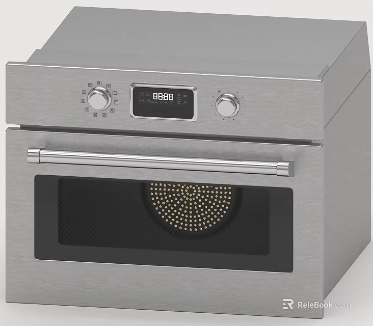Stainless Steel Kitchen Oven With Digital Display Control Knobs And Front Handle 3d model 