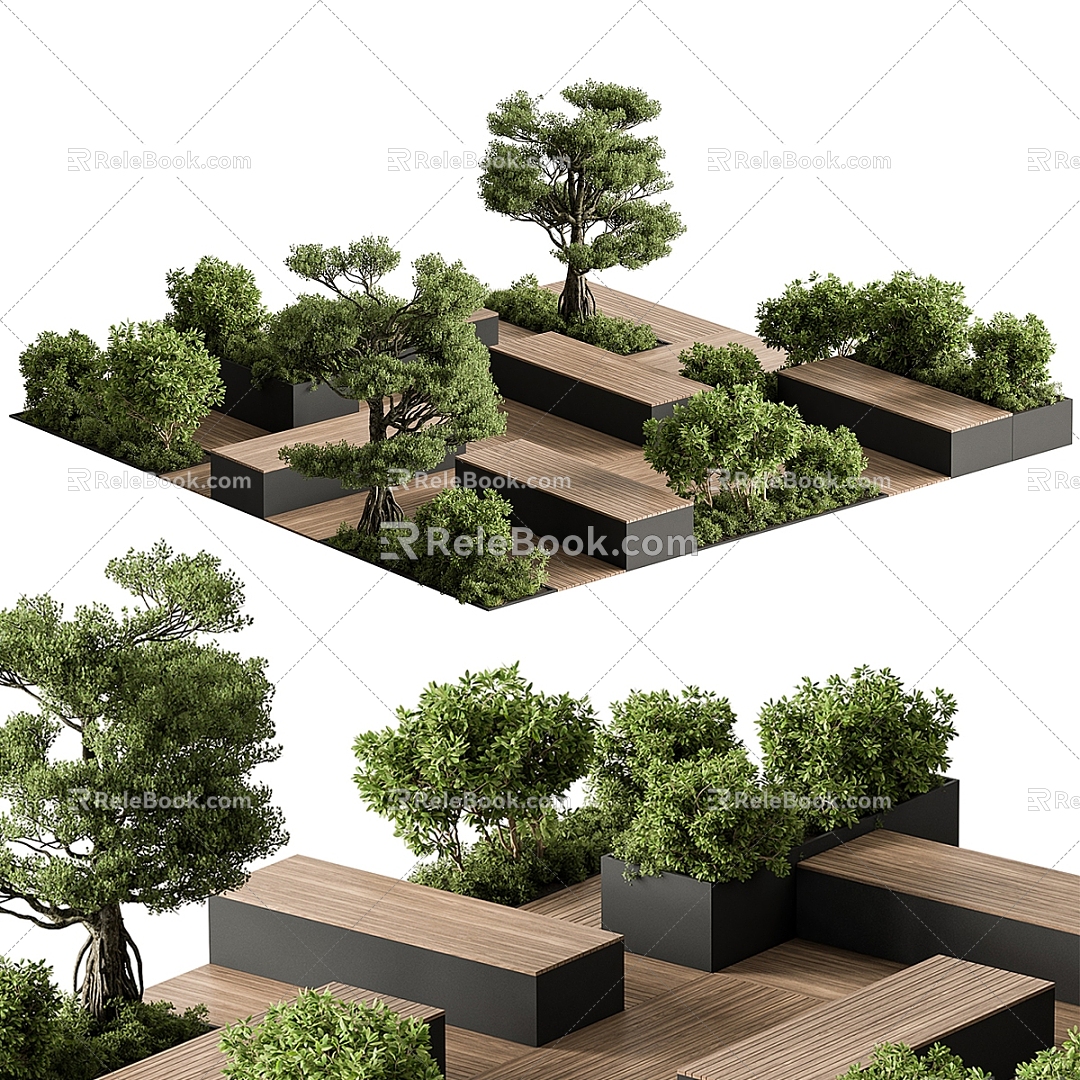 Modern public landscape sketch modern landscape leisure chair plant pile flower bed green plant public courtyard landscape 3d model