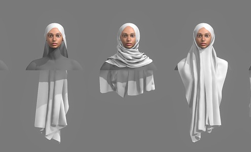 Turban Square Scarf Greek Nuns Cloth Pleated Cloth 3d model