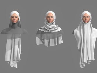 Turban Square Scarf Greek Nuns Cloth Pleated Cloth 3d model