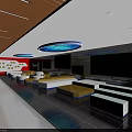 Modern Internet Cafe Interior With Starry Ceiling Wooden Decor And Music Note Pillars