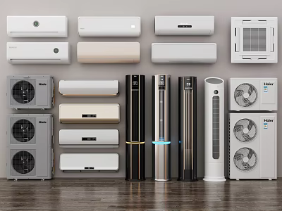 Various Types Of Modern Air Conditioner Fans With Different Designs And Styles 3d model