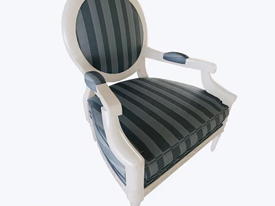 Modern Striped Accent Chair With White Frame Striped Fabric And Comfortable Armrests For Living Room 3d model