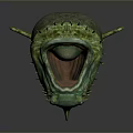 Green Aquatic Crocodile With Open Mouth And Scaly Textured Body