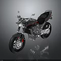 Sleek Modern Motorcycle Featuring Black Seat Silver Engine Red Accents And Large Wheels On Reflective Surface