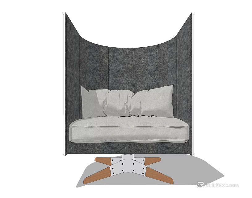 Gray Fabric Single Sofa With White Cushions And Curved Backrest Design 3d model