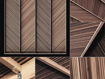 Wooden Wall Decor With Geometric Patterns Striped Designs And Natural Textures 3d model
