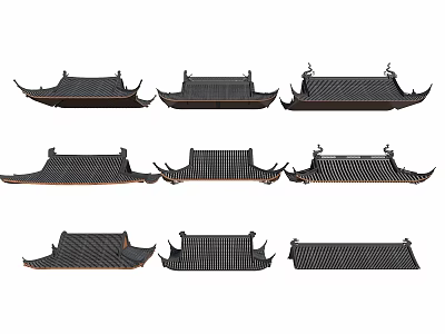 Chinese-style eaves, ancient building roof, roof style, traditional building roof, hexagonal roof, Han roof, roll roof, Xieshan roof, cabinet roof 3d model