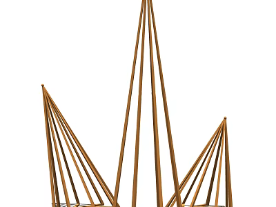Golden Geometric Cone Shaped Metal Ornament Decorative Set For Modern Home Decor 3d model