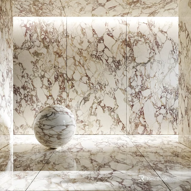 Marble Components Including Wall Panels Floor Tiles And Decorative Sphere 3d model
