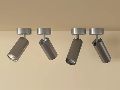 Four Modern Ceiling Downlights Spotlights With Sleek Metal Interior Design 3d model