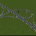 Modern Highway Bridge Interchange With Curved Lanes And Green Grass Surroundings