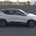 White Modern SUV Car With Roof Rack Front Grille And Headlights