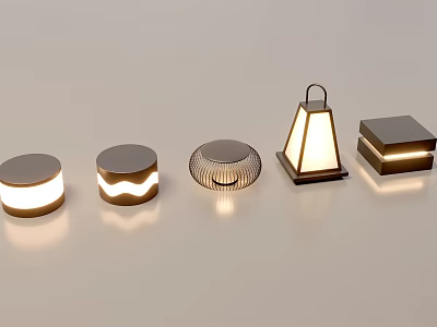 Outdoor Lights with Modern Designs in Round Square and Lantern Shapes for Exterior Use 3d model
