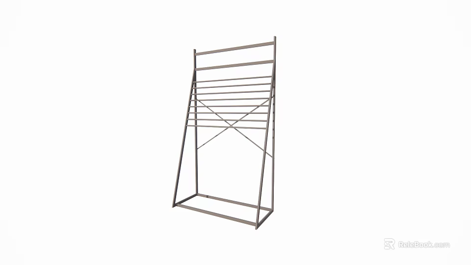 Metal Room Divider With Multiple Horizontal Bars For Indoor Space Separation 3d model 