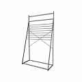 Metal Room Divider With Multiple Horizontal Bars For Indoor Space Separation