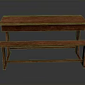Wooden Brown Table And Bench Set With Simple Design For Home Furniture