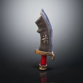 Medieval Weapon With Sharp Metal Blade And Red Wrapped Handle Design 3d model