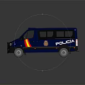 Spanish Policia Van Mercedes Blue Exterior With Red Yellow Stripes Design
