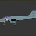 Light Blue Aerospace Model Aircraft Featuring Twin Propellers And Purple Transparent Cockpit On Dark Background