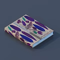 Decorative Book With Purple Green Feathers And Leaves On Cover Design