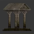 Ancient Classical Architecture Structure Featuring Four Weathered Columns Stone Roof Square Pedestal And Stone Tablet