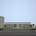 Modern Entrance Gate of Central Enterprise Cooperation Industry Demonstration Park With Flanking Buildings and Front Road