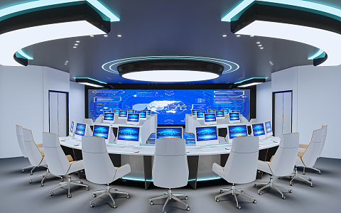 Modern Control Room Command Center 3d model