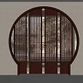 Traditional Chinese Wooden Circular Room Divider With Lattice Design For Interior Decor