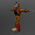 Mechanical Bear Design with Yellow Red Body Top Hat Blue Eyes Joints and Spiked Feet