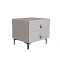 Modern Minimalist Light Gray Bedside Table With Two Drawers And Black Slim Legs