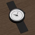 Minimalist Wristwatch With Black Strap White Dial And Black Hands On Wooden Surface