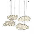 Four Cloud Shaped Chandeliers With Warm Creamy Glow For Modern Interior Decor
