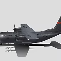 Military Transport Aircraft With Gray Body Four Propellers And Tail Insignia