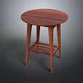 Wooden Round Side Table With Solid Wood Construction Four Legs And Lower Shelf Design 3d model